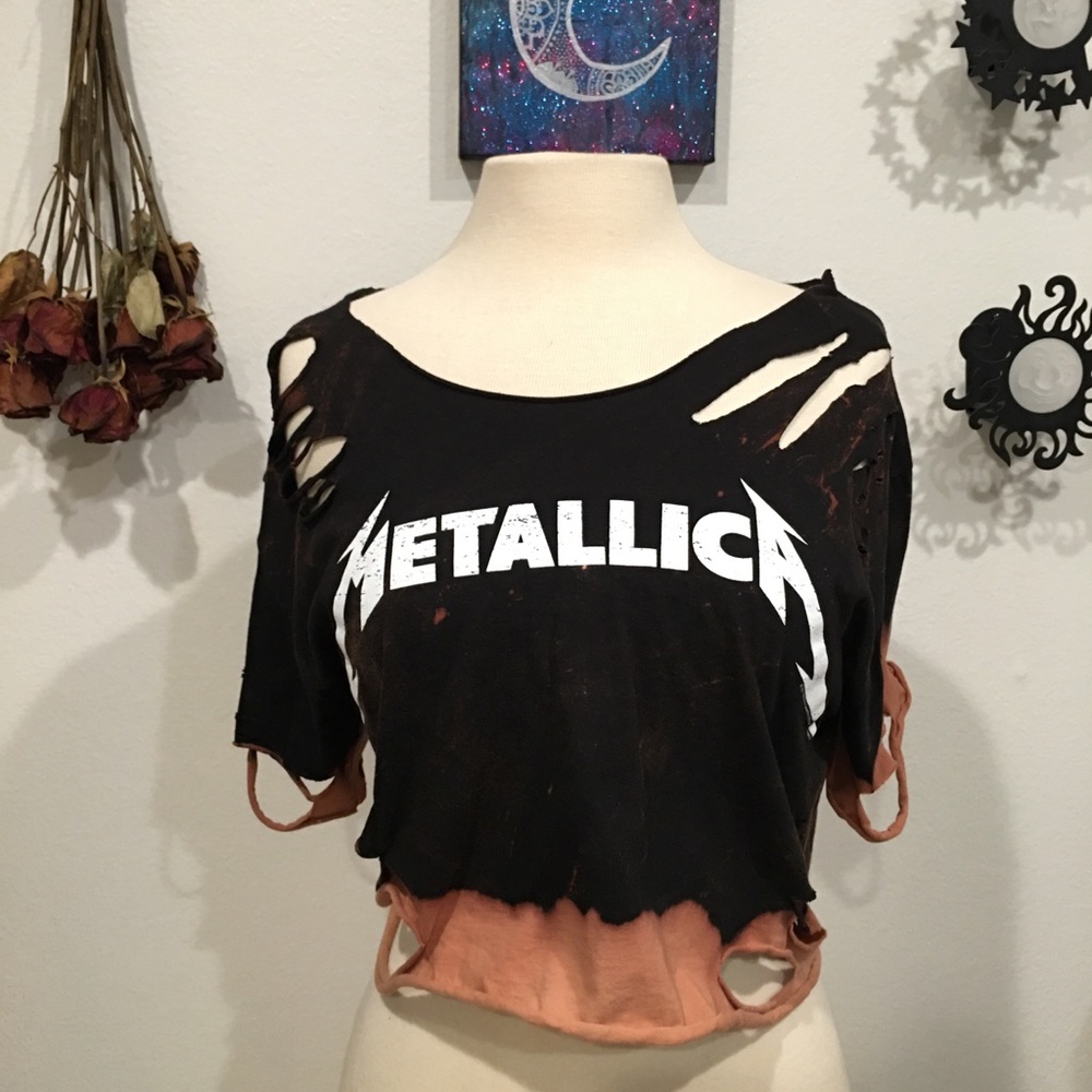 SOLD ON ETSY!!! Bleached Metallica Crop Top